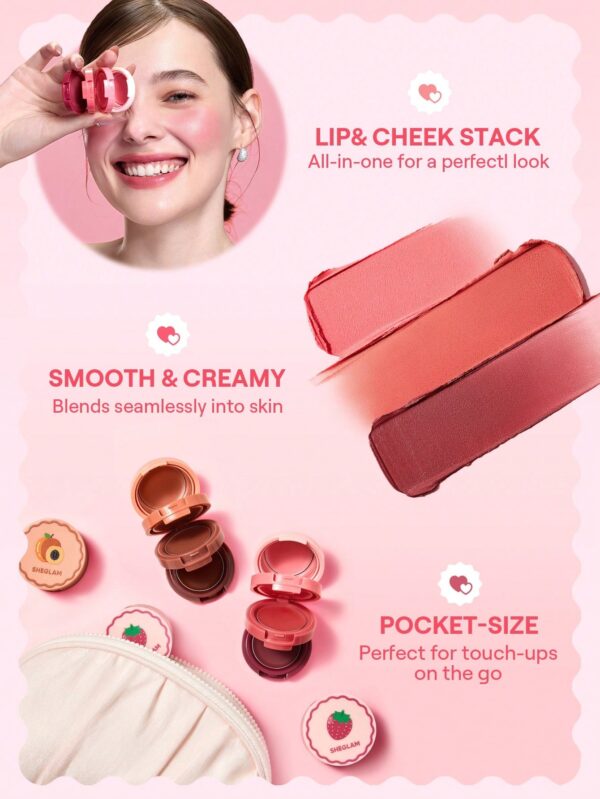 رژلب و رژگونه 3 طبقه شیگلم مدل Apricot Dream