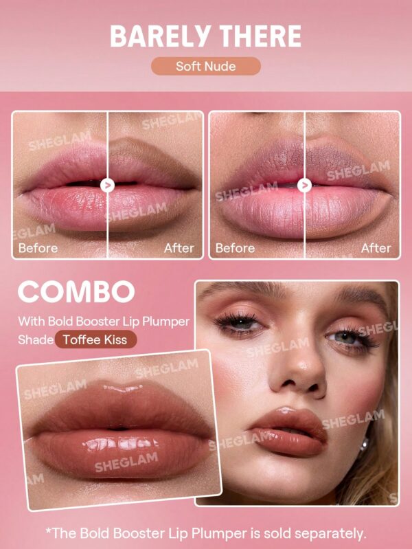 خط لب حجم دهنده شیگلم مدل Bold Booster رنگ Barely There