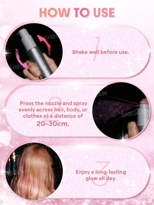 اسپری گلیتر و هایلایتر مو و بدن شیگلم رنگ Fairy Sugar