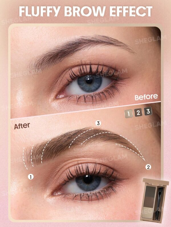 پالت ابرو سه رنگ شیگلم مدل Puff Brow رنگ Brown