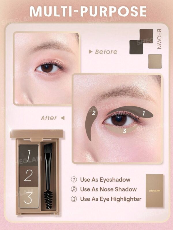 پالت ابرو سه رنگ شیگلم مدل Puff Brow رنگ Multicolor
