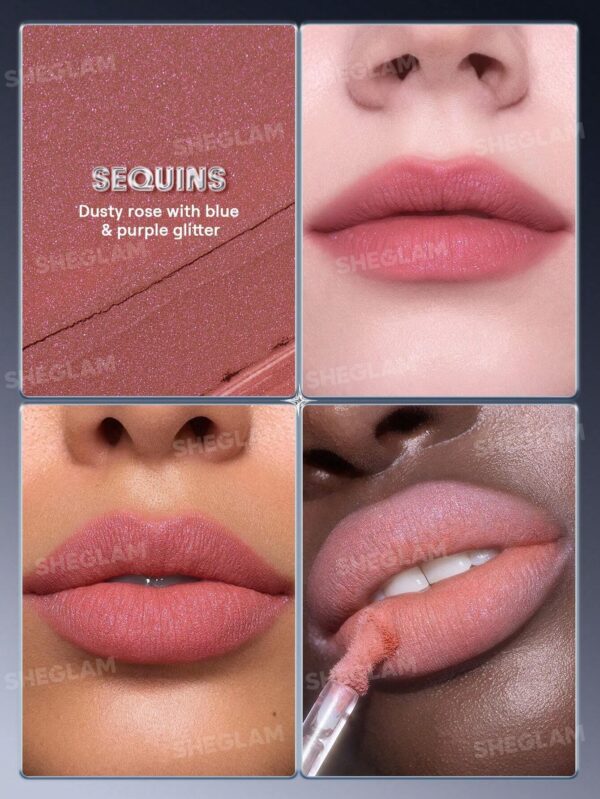 رژلب مایع گلیتری شیگلم رنگ Sequins از کالکشن Lustra