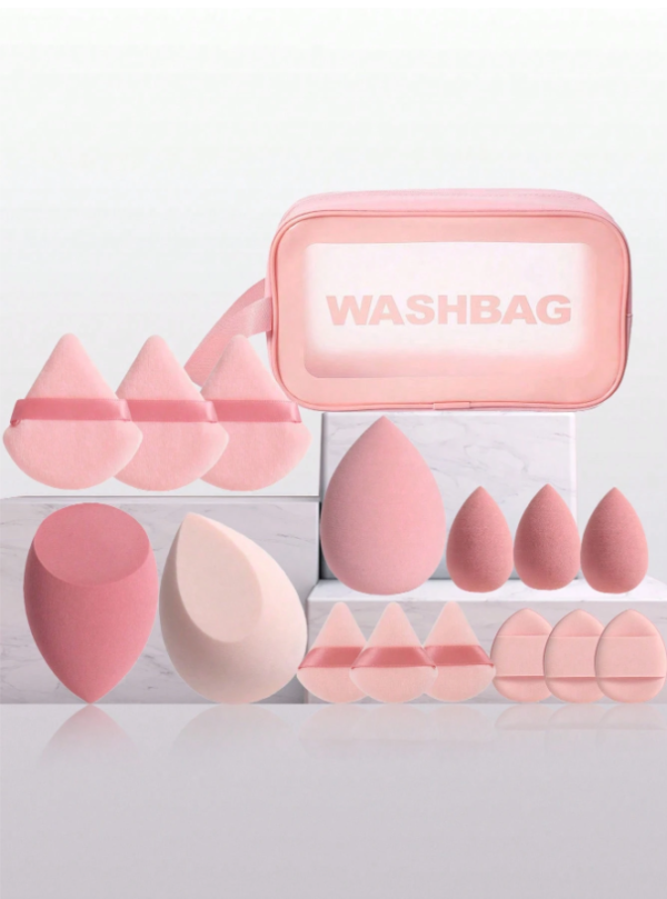 ست 16 تکه کیف و بیوتی بلندر و پد آرایشی