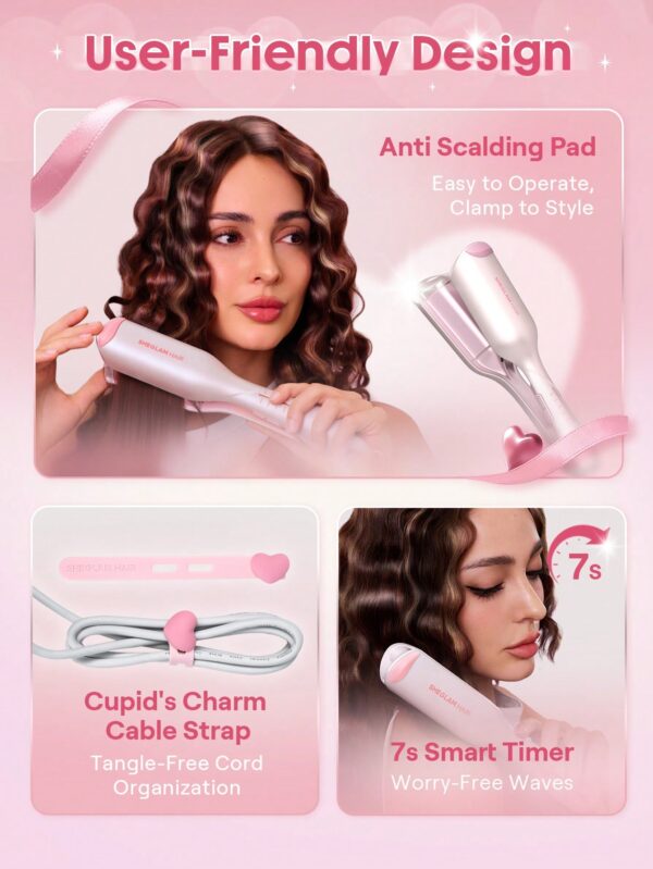 دستگاه ویو مو ساحلی شیگلم مدل Cupid's Charm Beach Babe Waver 19mm رنگ ضورتی