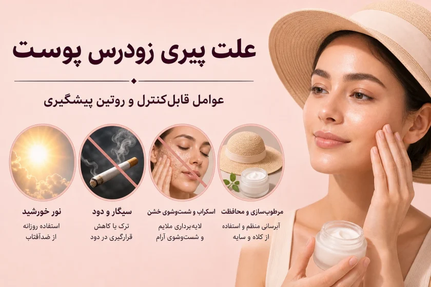 علت پیری زودرس پوست؛ عوامل قابل‌کنترل و روتین پیشگیری