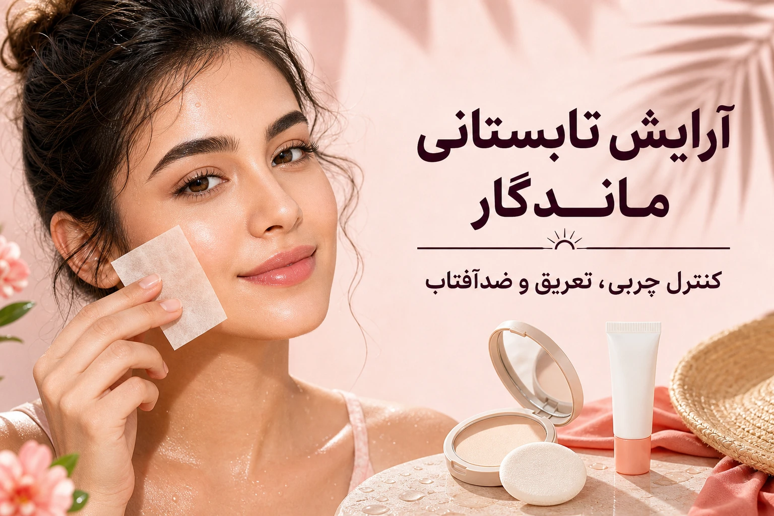 آرایش تابستانی ماندگار؛ کنترل چربی، تعریق و تمدید ضدآفتاب