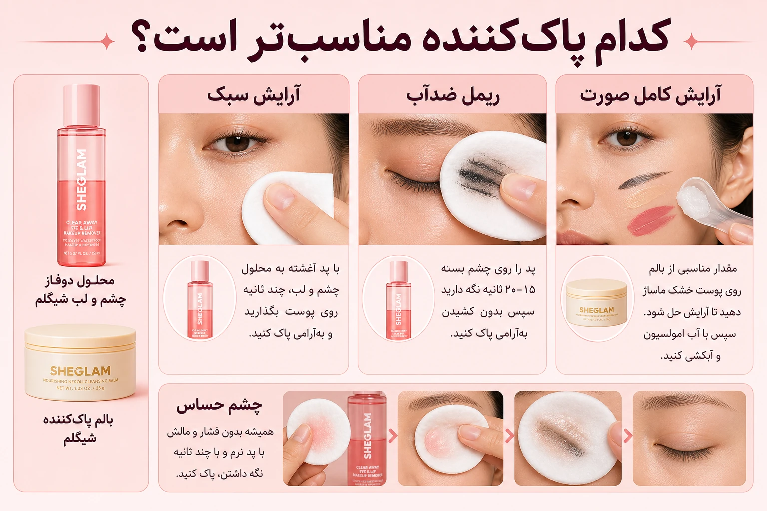 راهنمای پاکسازی آرایش و پوست؛ تصویر راهنمای انتخاب