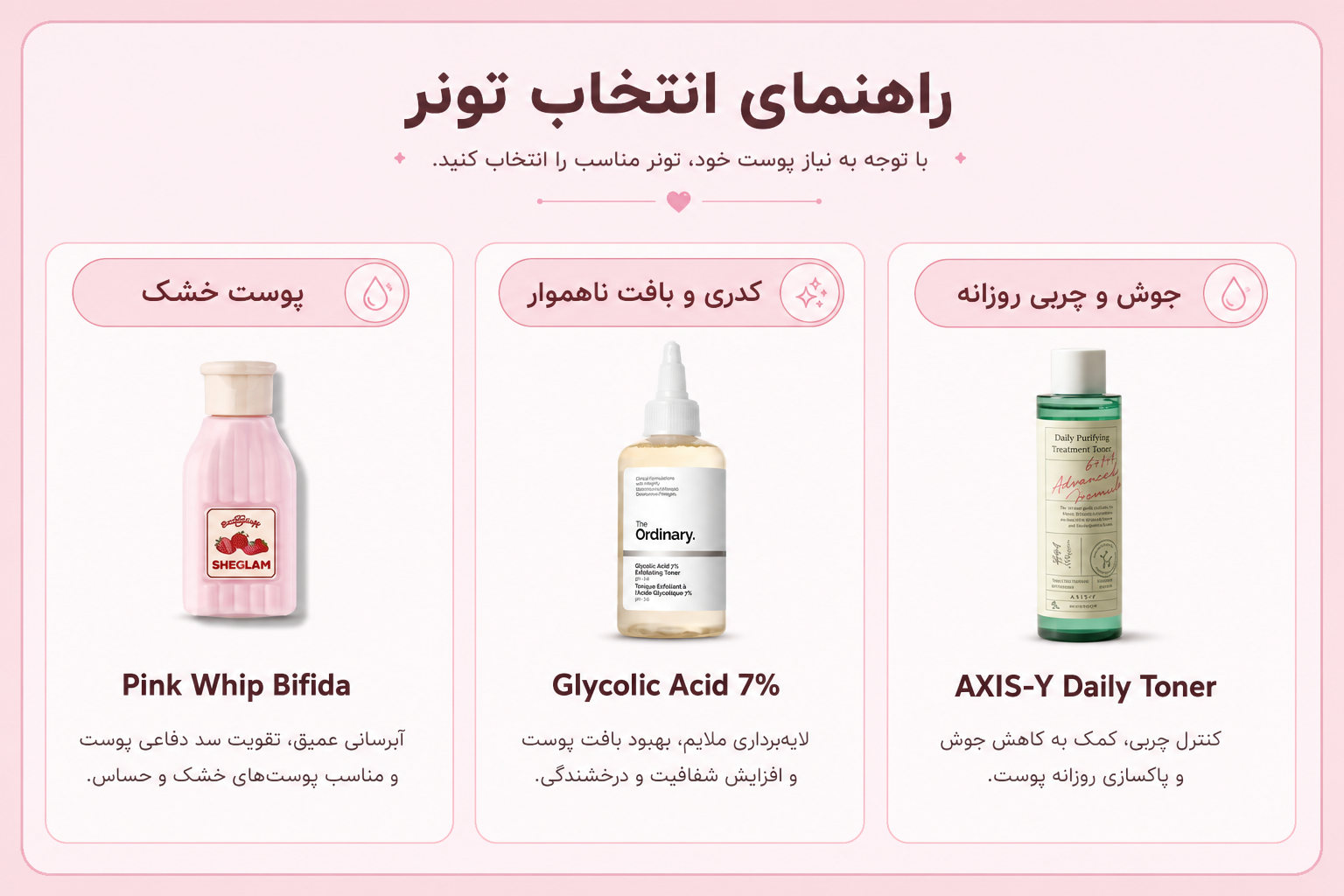 راهنمای انتخاب تونر برای پوست خشک، کدری و پوست چرب مستعد جوش