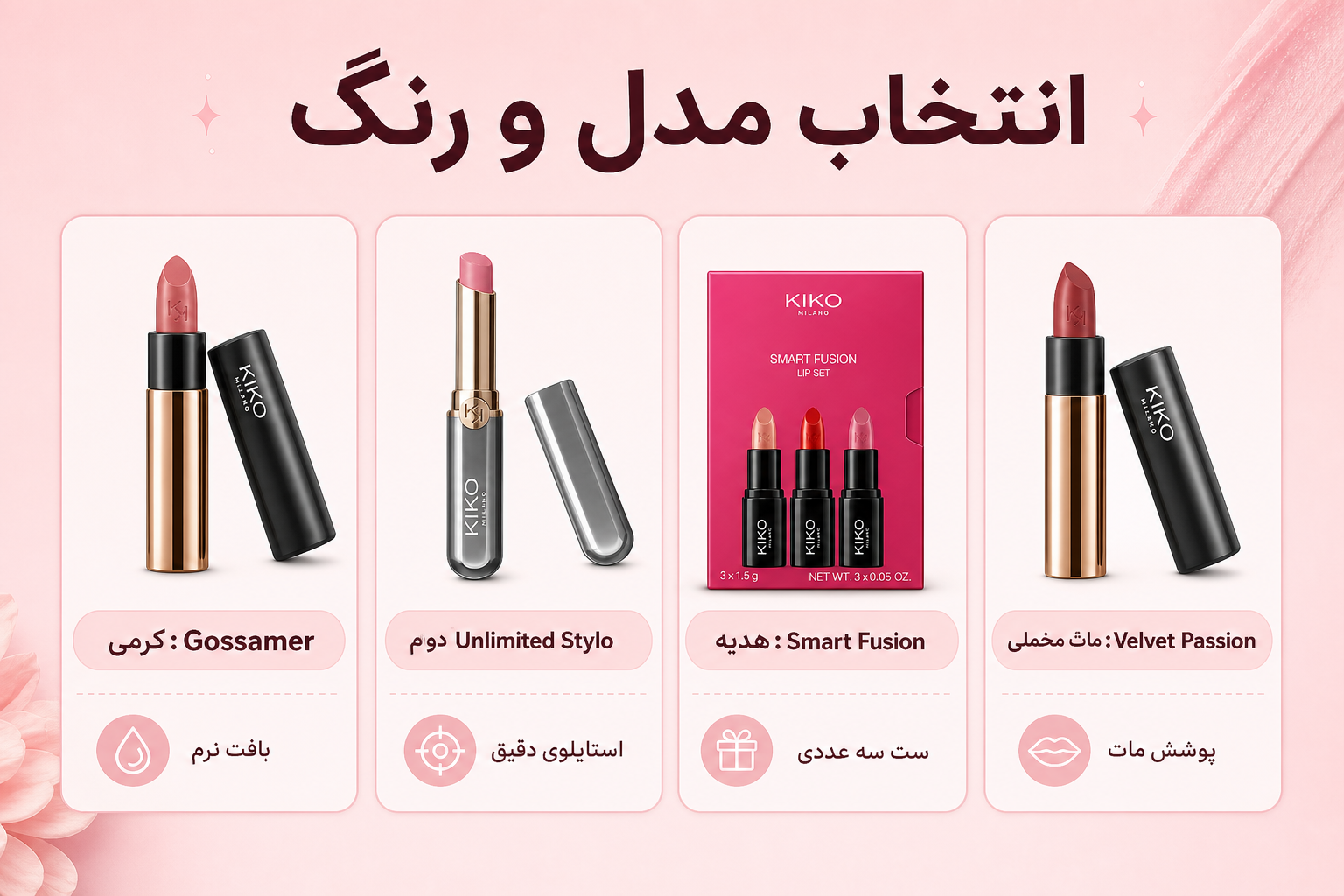 راهنمای انتخاب رژلب جامد کیکو بر اساس نیاز و رنگ لب