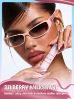 رژلب پیل آف و لیپ گلاس دوطرفه شیگلم Line to Shine رنگ Berry Milkshake