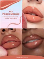 رژلب پیل آف و لیپ گلاس دوطرفه شیگلم Line to Shine رنگ Peach Mousse