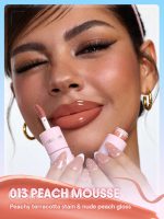 رژلب پیل آف و لیپ گلاس دوطرفه شیگلم Line to Shine رنگ Peach Mousse