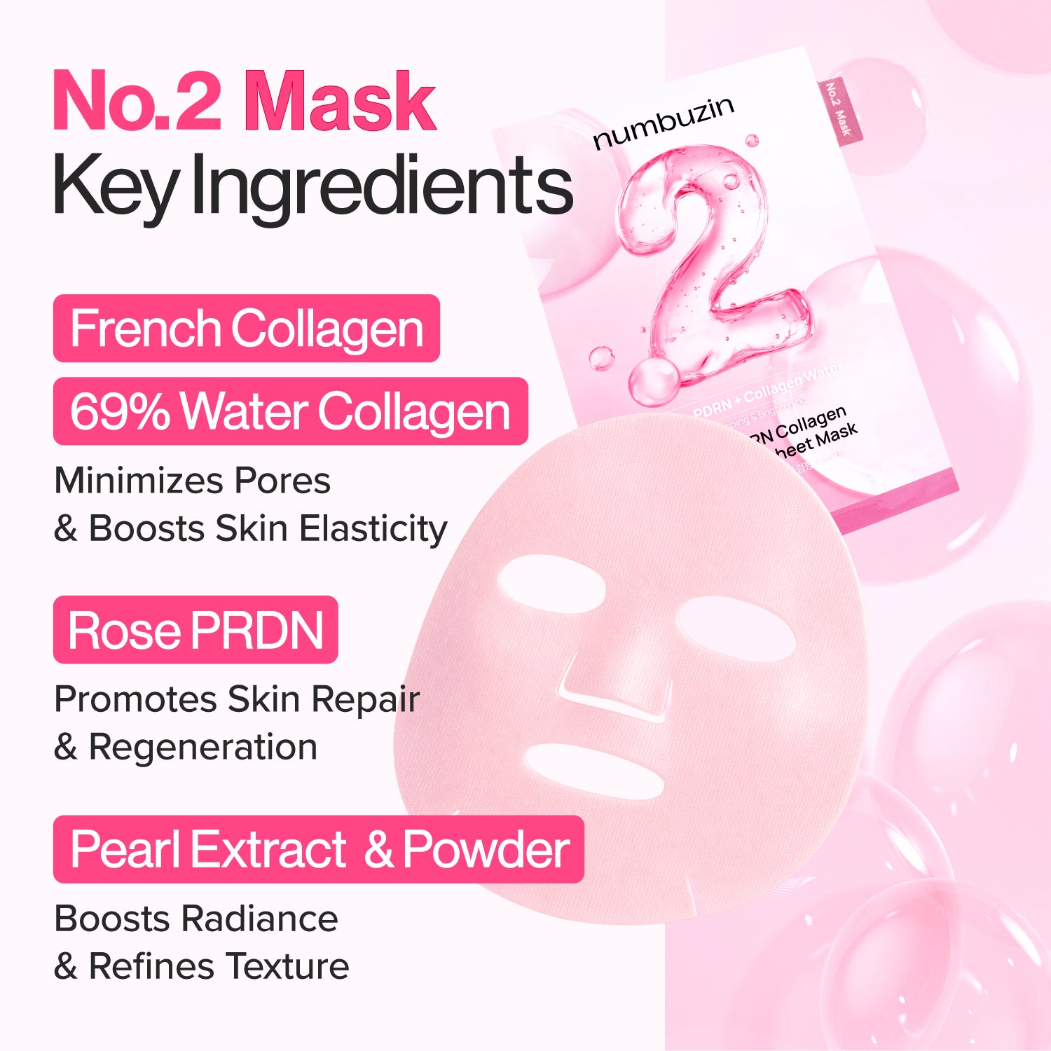 ماسک ورقه ای نامبوزین شماره 2 حاوی PDRN + Collagen (No.2 Rose) 2 2 PDRN Collagen 1791673909293 ماسک ورقه ای نامبوزین شماره 2 حاوی PDRN + Collagen (No.2 Rose)